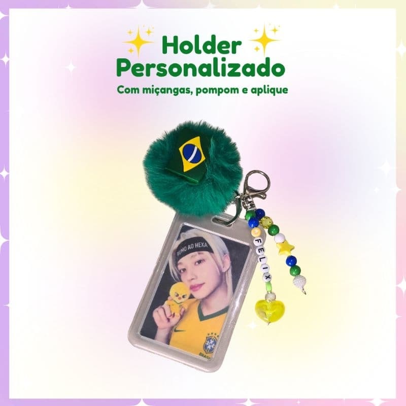 Holder Personalizado COPA DO MUNDO 2026 Kpop - Holder com miçangas e pompom (LEIA A DESCRIÇÃO)
