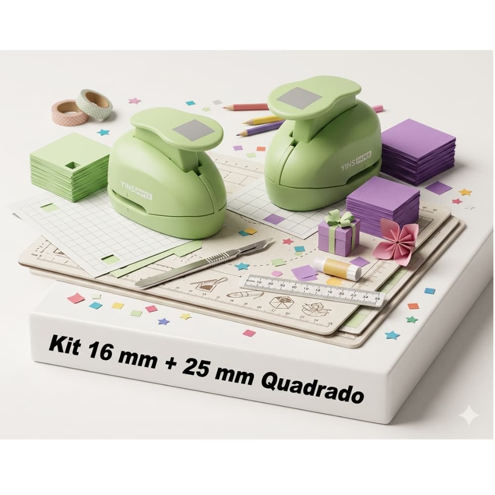 Kit 2 Cortador Furador Eva e Papel QUADRADO 16mm + 25 mm