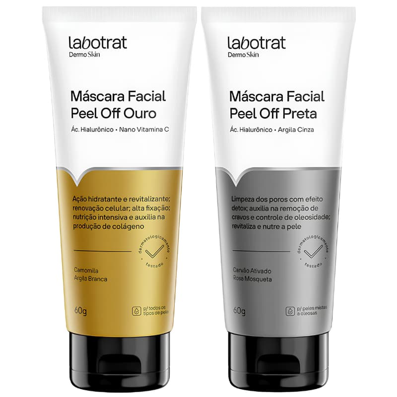 Máscara Facial Peel Off Labotrat 60g Ouro ou Preta Limpeza Profunda Controle da Oleosidade