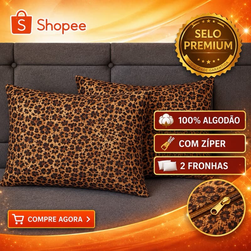 kit 02 capas porta travesseiro fronhas - estampa oncinha