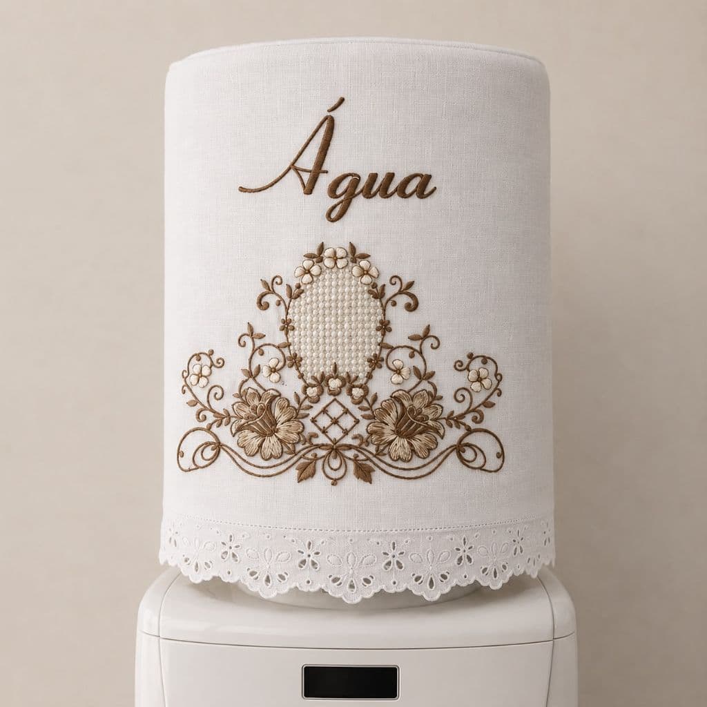 Capa Para Galão De Água de 20 Litros Cor Branco em Linho Decorativo