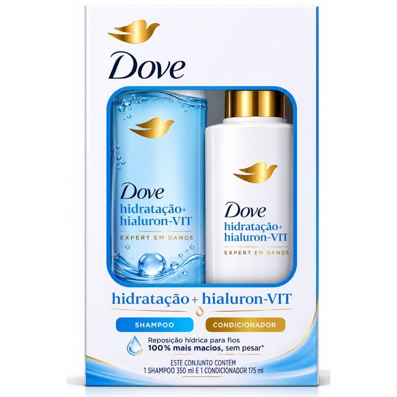 Kit Dove Hidratação + Hialuron-VIT Shampoo 350ml + Condicionador 175ml Hidratação Intensa e Maciez