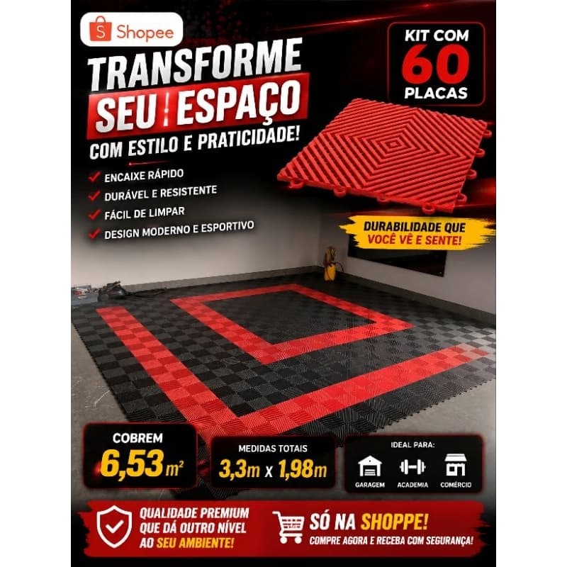 kit 60 piso modular plástico 33x33 - (6,53m²)
