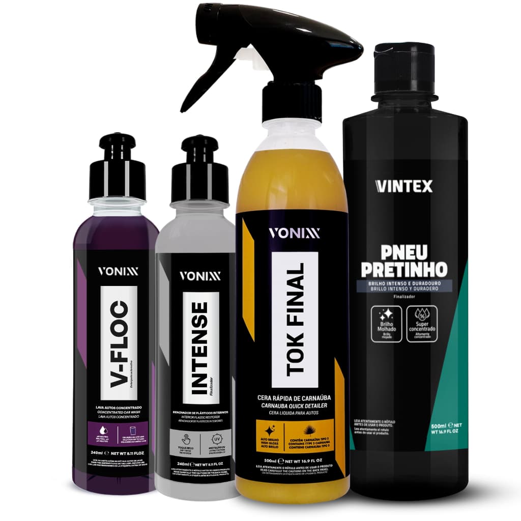 KIT LAVAGEM AUTOMOTIVA VONIXX V-FLOC INTENSE TOK FINAL PRETINHO LIMPEZA COMPLETA E ACABAMENTO