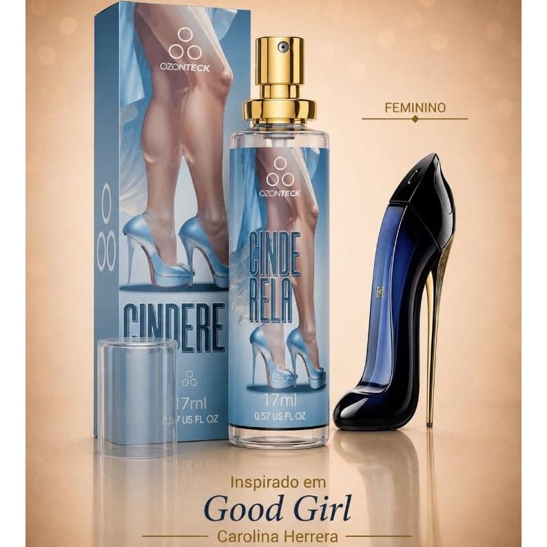 Perfume Feminino Cinderela Perfume Ozonteck 17ml/ Alta fixação/ CINDERELA: Família Olfativa Âmbar Floral