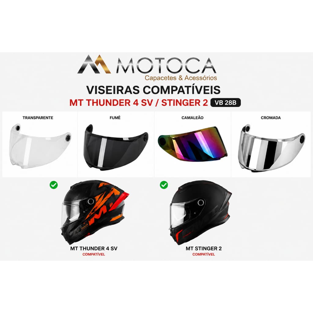 Viseira Capacete MT Thunder 4 SV Stinger 2 VB 28B