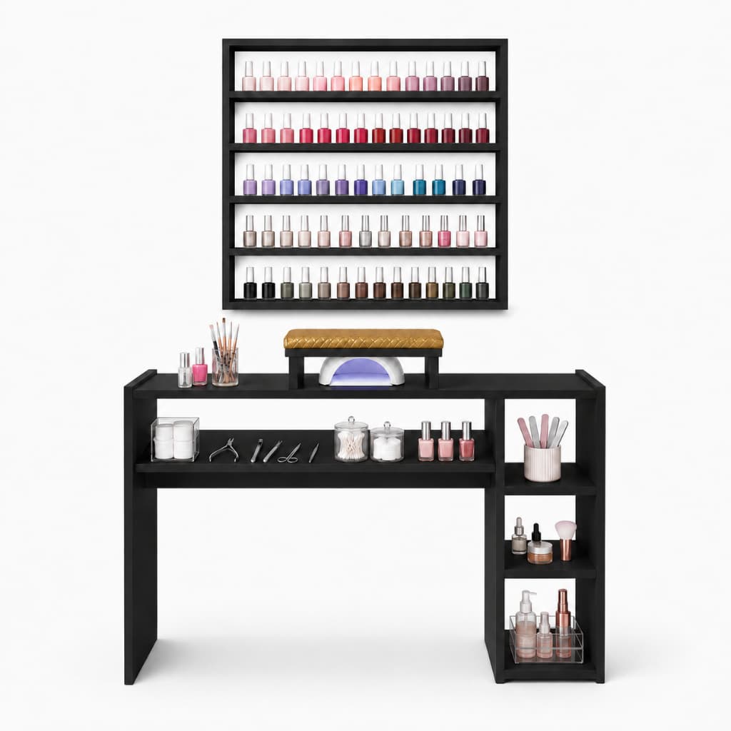 Mesa Manicure Preta Expositor Apoio Punho Profissional