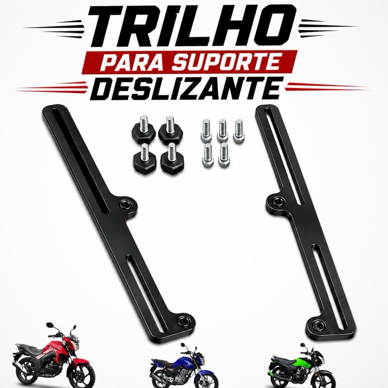 Trilho Deslizante Universal Para Baú De Moto Regulável Com Kit Fixação