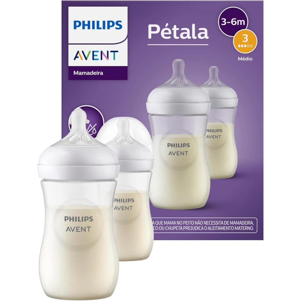 KIT 02 - Mamadeira Pétala 3.0 260ml +1m Transp 2und Philips Avent
