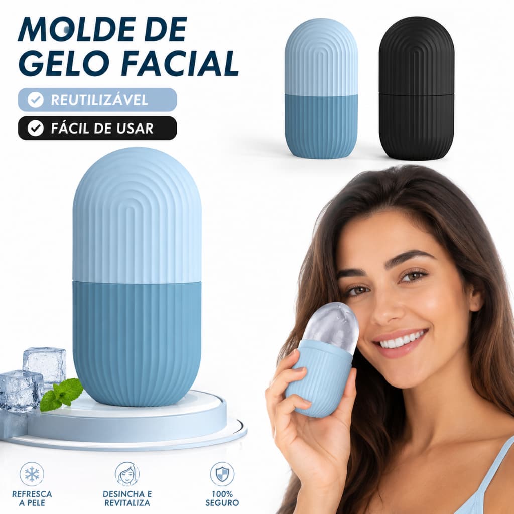 Molde de Gelo Facial Portátil Massageador Refrescante Calmante e Alívio de Inchaço