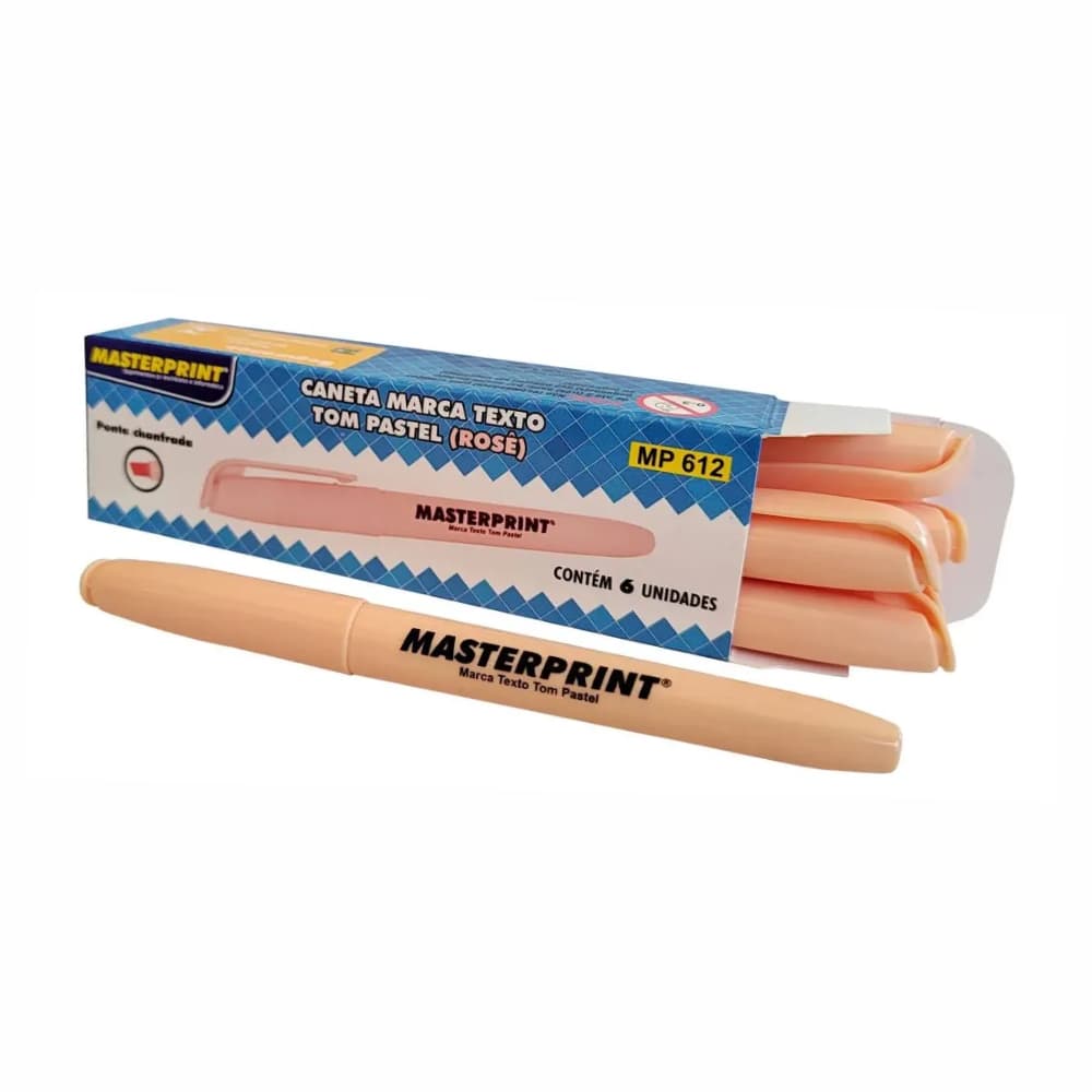 Caneta Marca Texto Rosê Tom Pastel Caixa com 06 Unidades - MP612 Masterprint