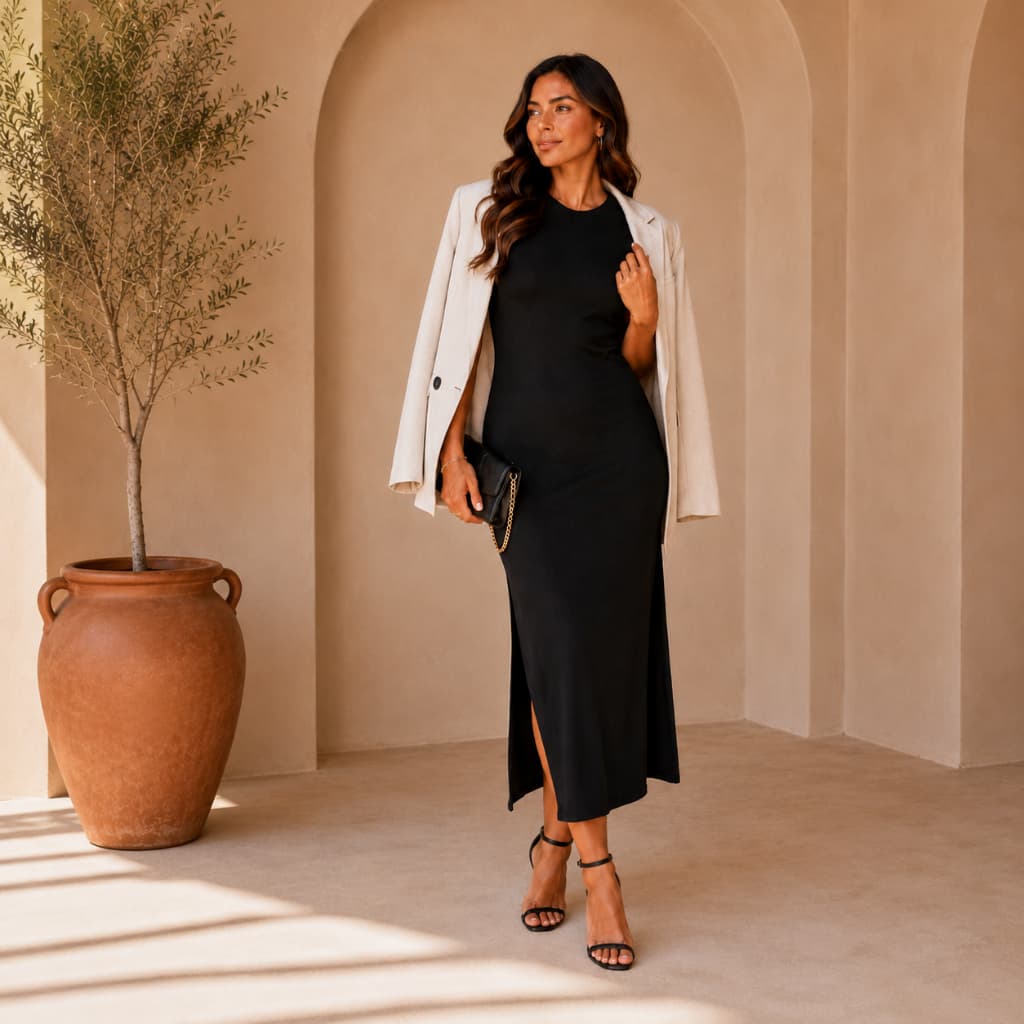Vestido Feminino Midi Regata  Ribana Canelada – Tamanho Único