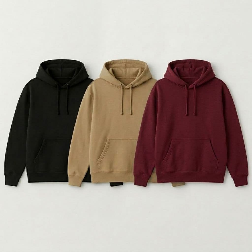 Kit 3 Blusa De Frio Moletom Bolso Canguru Casaco Com Capuz Liso Unissex Algodão Flanelado Masculino E Feminino Moleton