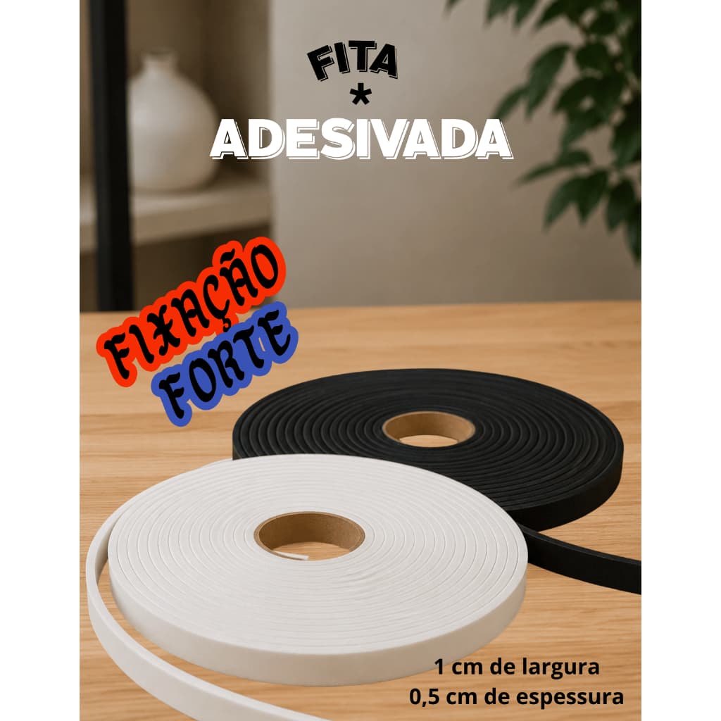 Fita Rolo Eva Espuma Borracha Veda Fresta Proteção Anti-Ruído  Antipoeira Porta Janela Carro Ripado