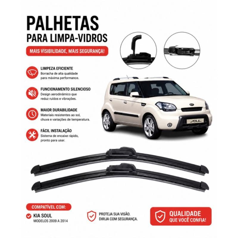 Par de Palheta de parabrisa dianteiro do KIA Soul 2009 até 2014