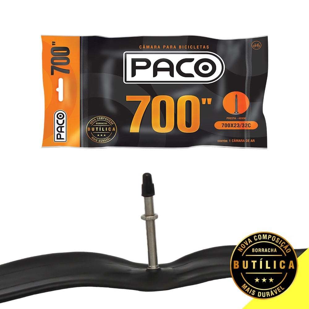 CAMARA DE AR BICICLETA ARO 700 X 23 / 25 / 28 / 32 PRESTA BICO FINO 48MM BUTILICA
