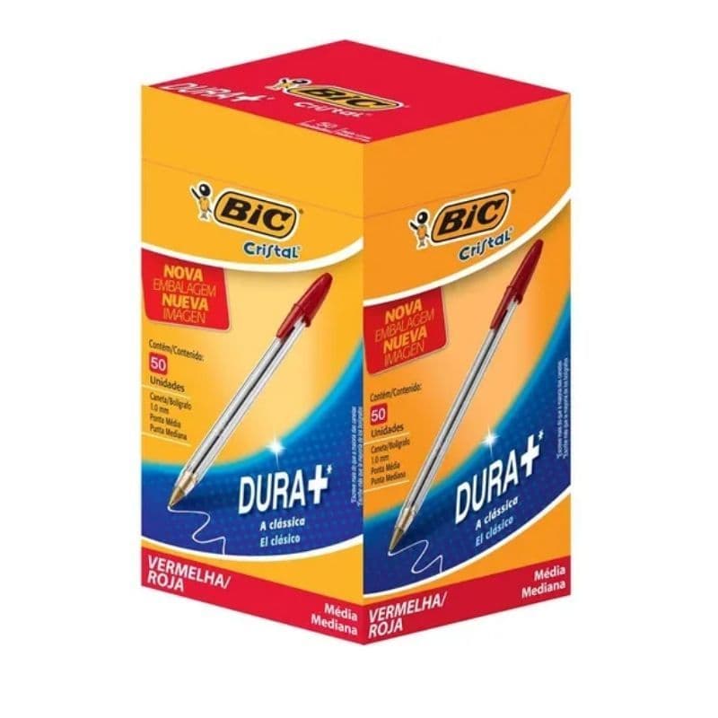 Canetas Bic Esferográfica Cristal 1.0mm Vermelha I Material Escolar