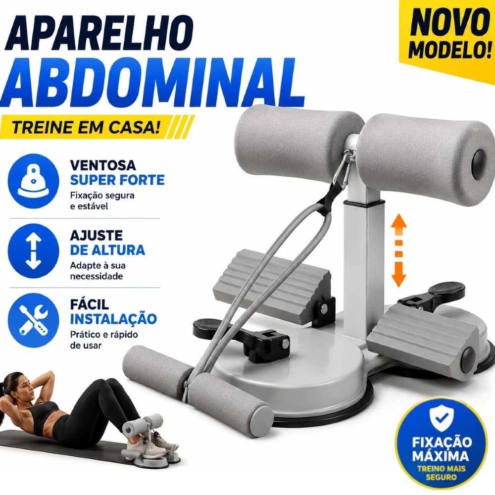 Aparelho Abdominal Sit Up com Ventosa Ajustável Treino Fitness em Casa