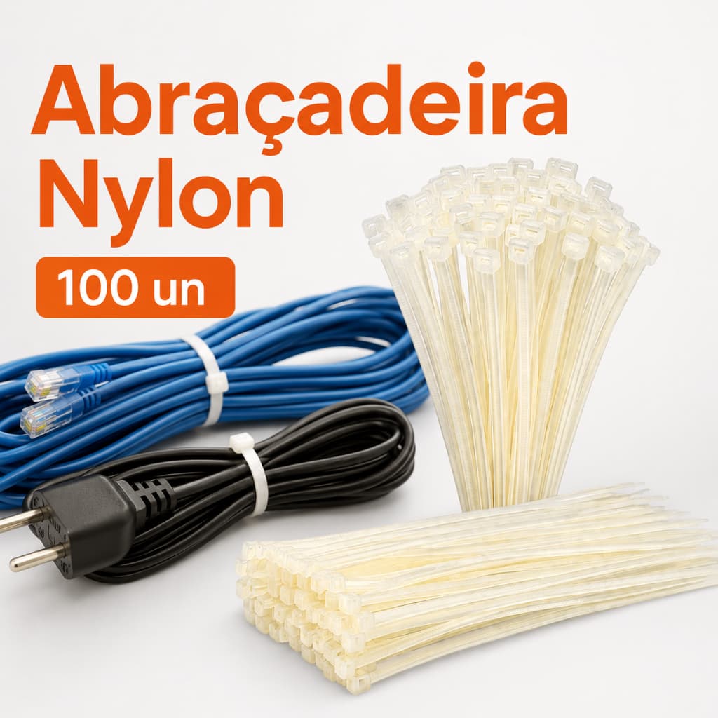 Abraçadeira Cinta Fita Enforca Gato 3,6x250mm 100 Unidades Organiza Fios Fecha Embalagem