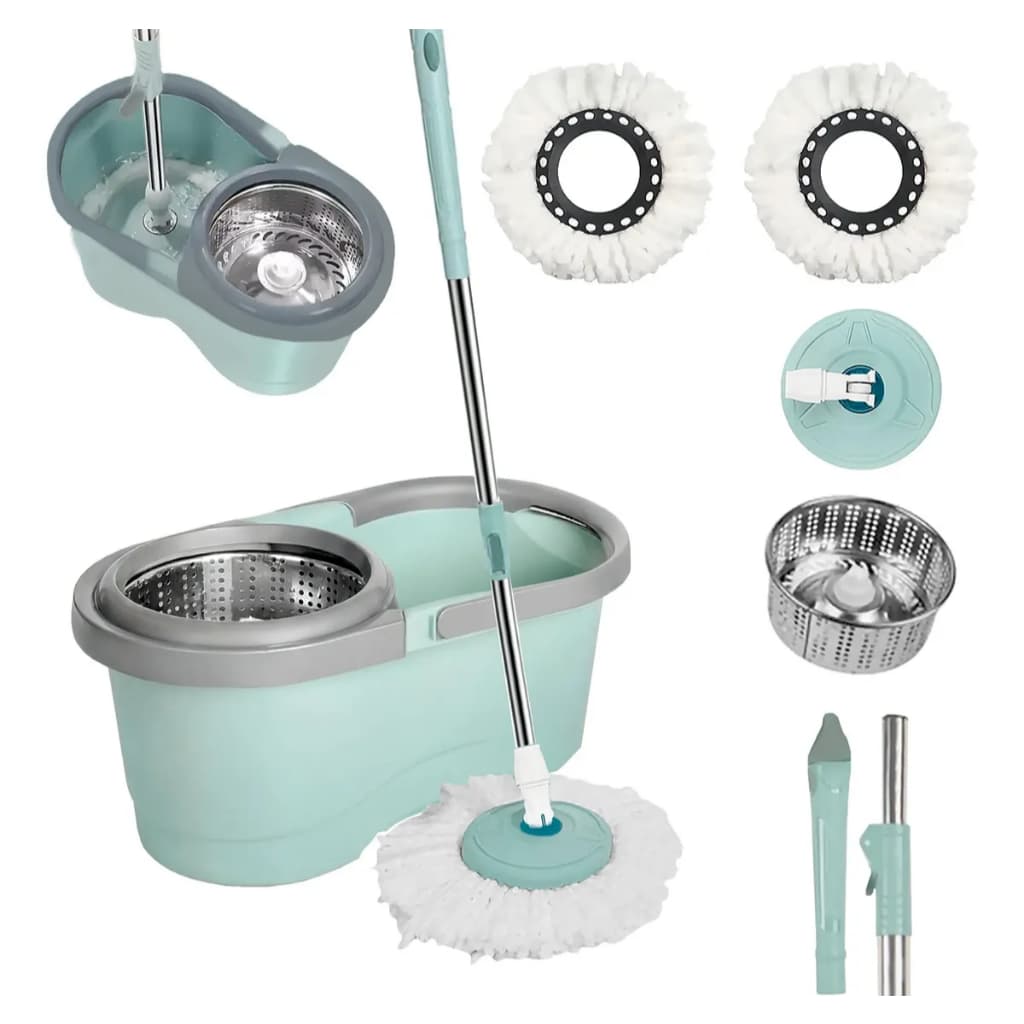Mop Giratório Balde 13L Esfregão Cabo 130cm Rodinhas C Refil