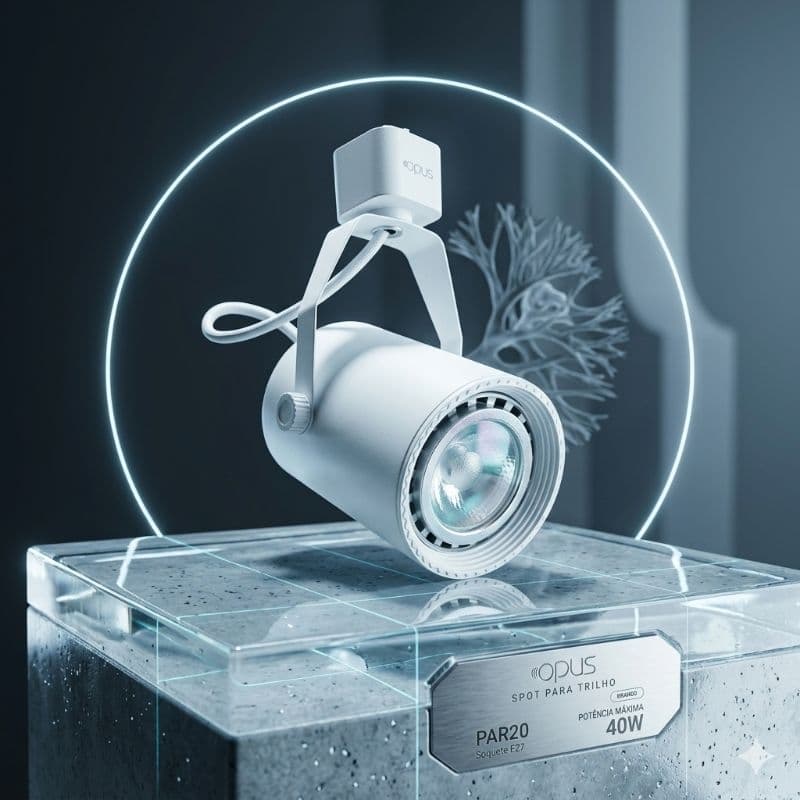 Spot De Luz Para Trilho Eletrificado Opus Branco Luminária Direcionável De Teto