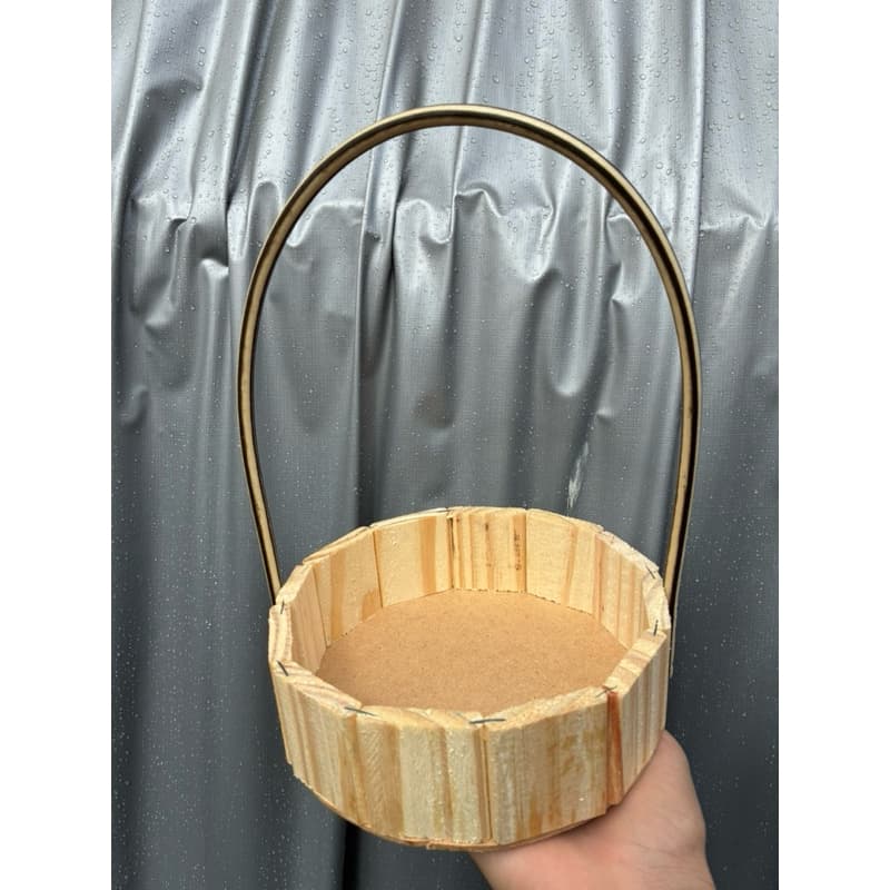 Kit 10 Cesta Fraldeira Madeira Pinus Modelo Redonda Rústica 18Cm