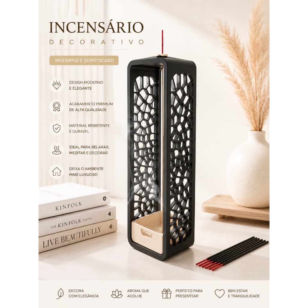 Incensário Decorativo Moderno Vazado | Porta Incenso Luxuoso | Decoração Zen | Envio Imediato