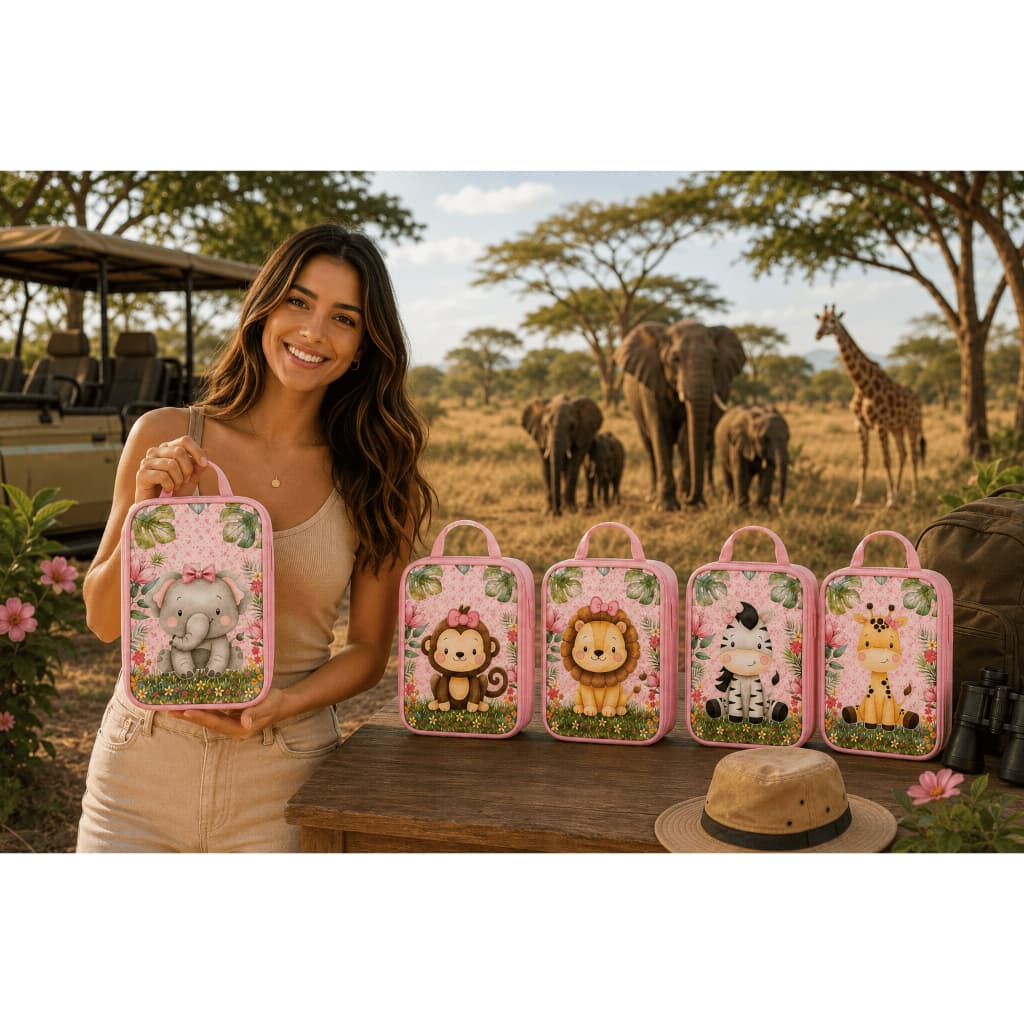 Kit 10 Maleta Slim Para Aniversario Safari Menina