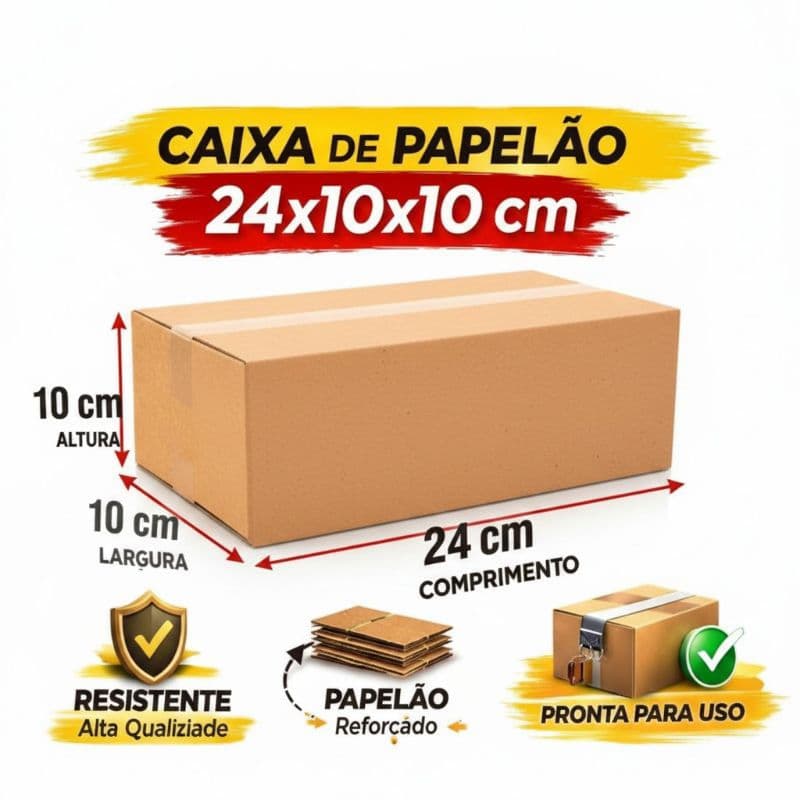 Caixa de Papelão 24x10x10 Envio Correios Ecommerce Embalagem Sedex PAC