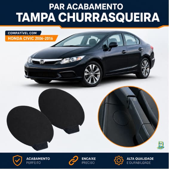 Par Acabamento Tampa Churrasqueira Parabrisa Honda Civic 2006 a 2016 - Proteção e Encaixe Perfeito