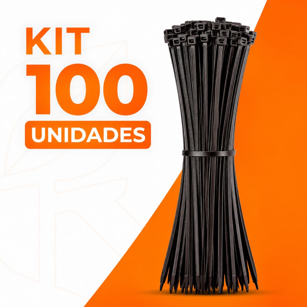 Kit 100  Abraçadeira de Nylon Enforca Gato Cinta Plastica Braçadeira 4.8x400MM Resistente Segurança