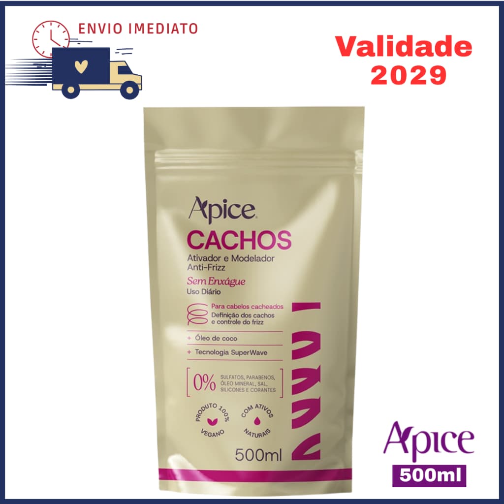 Refil Ativador e Modelador Cachos Anti-Frizz 500ml Apice