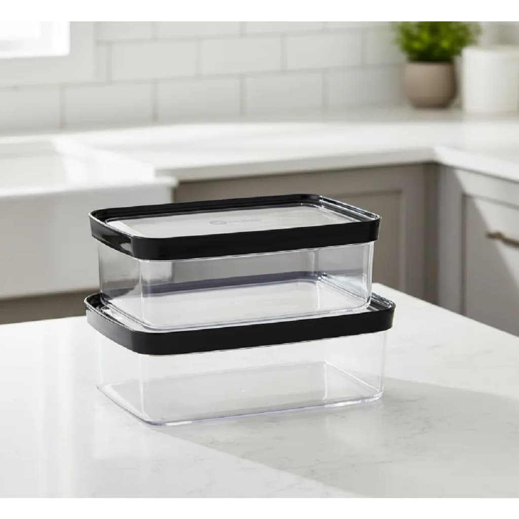 Kit 2 Potes Herméticos para Bolo de Forma 1.5L Acrílico Transparente - Helsim