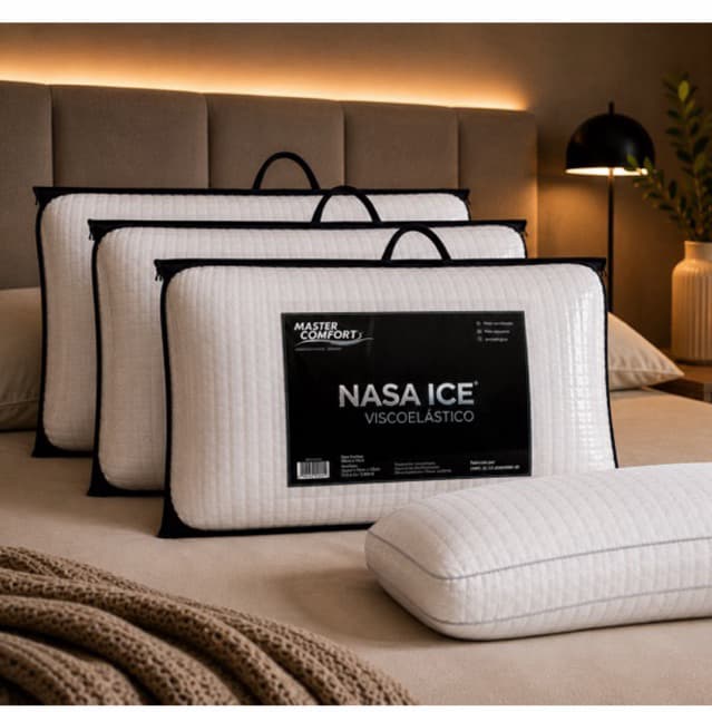 KIT TRAVESSEIROS NASA ICE VISCOELASTICO 15CM ESPUMA MEMORAVEL TECIDO REFRESCANTE SUPORTE FIRME CERVICAL
