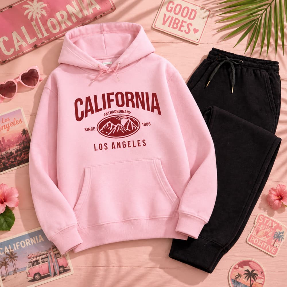 Conjunto Moletom Canguru Infantil California Los Angeles Flanelado Unissex Grosso Varias Cores