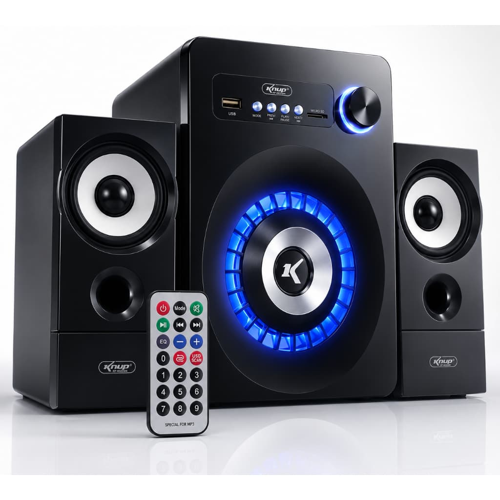 Caixa de Som Knup Kp-6022Bh 2.1 - 16W com Subwoofer e Conectividade Versátil