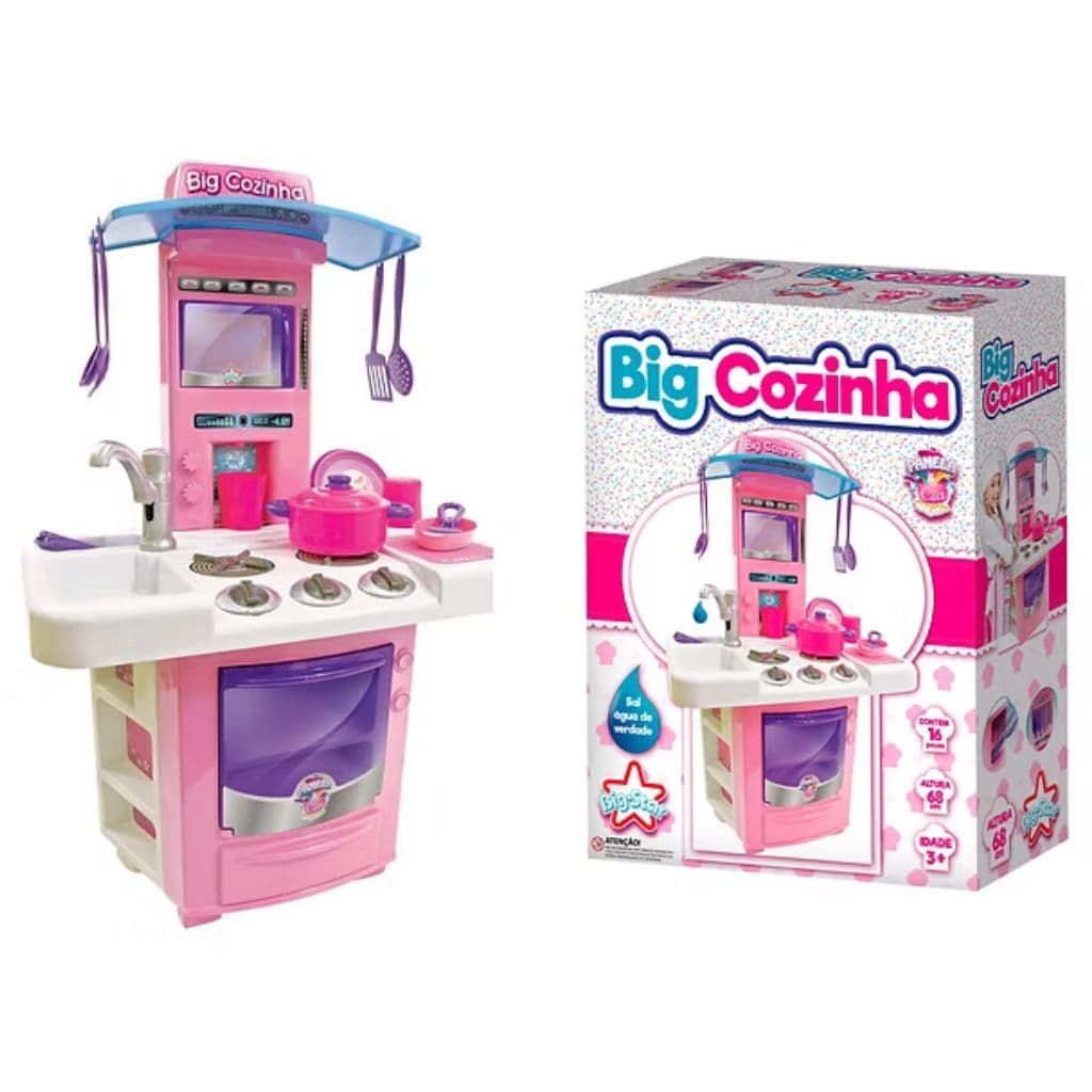 Big Cozinha Infantil Completa Com Água E Som 16 Peças +3