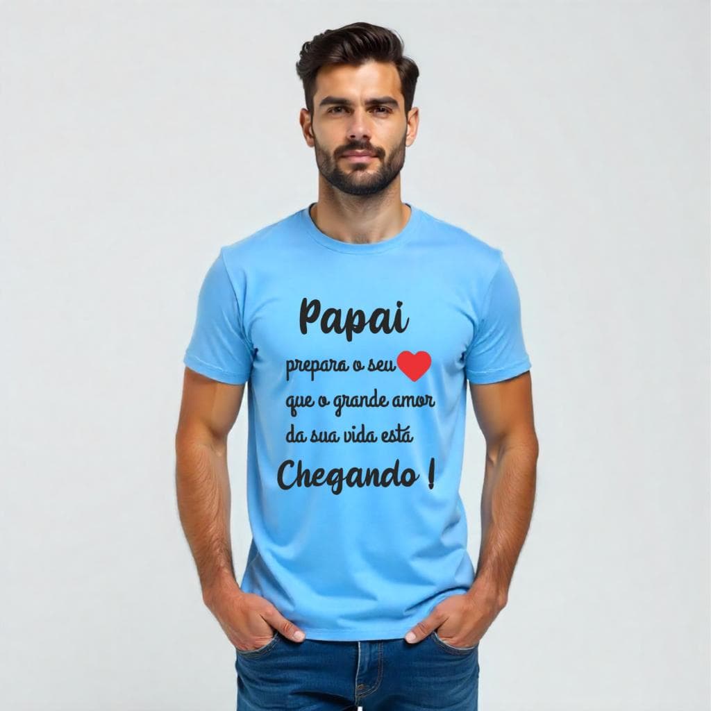 Bella Gis Camiseta Personalizada Azul Papai Estou A caminho Nascimento Chá Revelação Pai do Ano