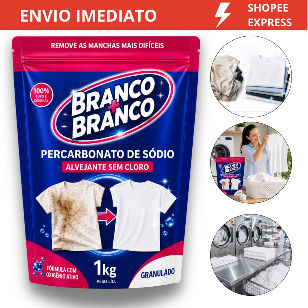 Percarbonato 100% Puro Tira Manchas Roupas Brancas e Coloridas 2kg 1kg 500g