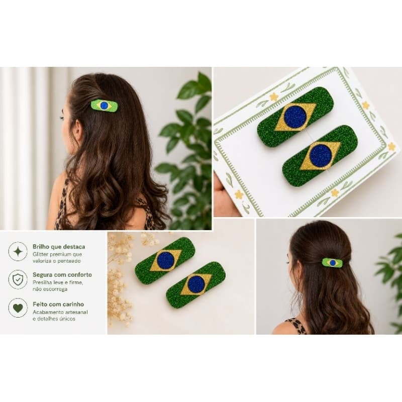 Presilha Brasil Infantil e Adulto/Tic Tac copa,Acessório copa do Mundo, Presilha Bandeira do Brasil