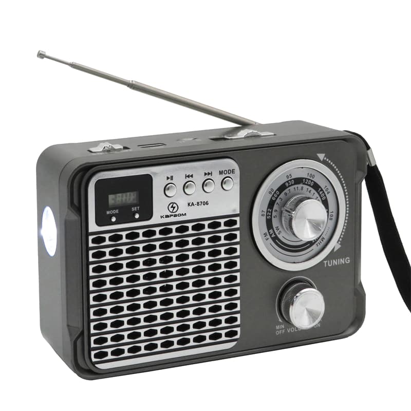 Rádio retrô com Bluetooth, funções AM/FM/MP3/USB, modelo KA-8706