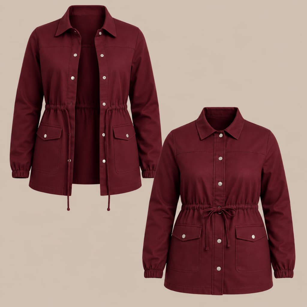 Jaqueta Parka Sobretudo Plus Size Feminina Com Cordão Inverno Zíper Confortável Bolsos Bengaline.