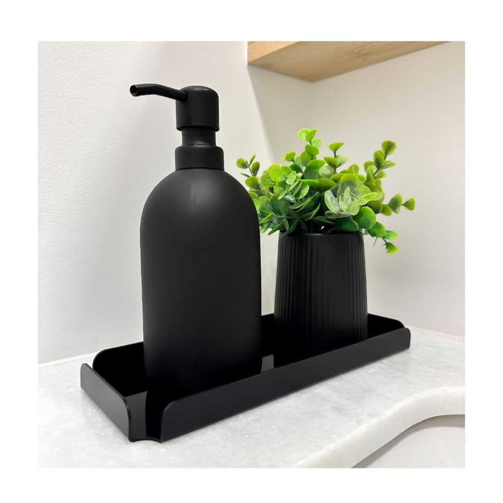 Kit com 2 Bandejas Retangular Acrílico Lavabo Banheiro Perfumes Escritório Prato Expositor Quarto
