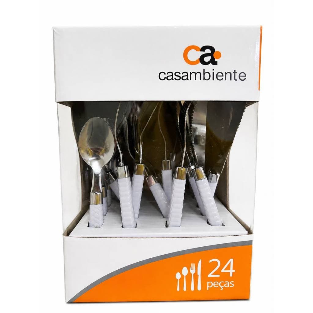 Talheres/Faqueiro Casambiente 24 Peças Inox Cores Variadas