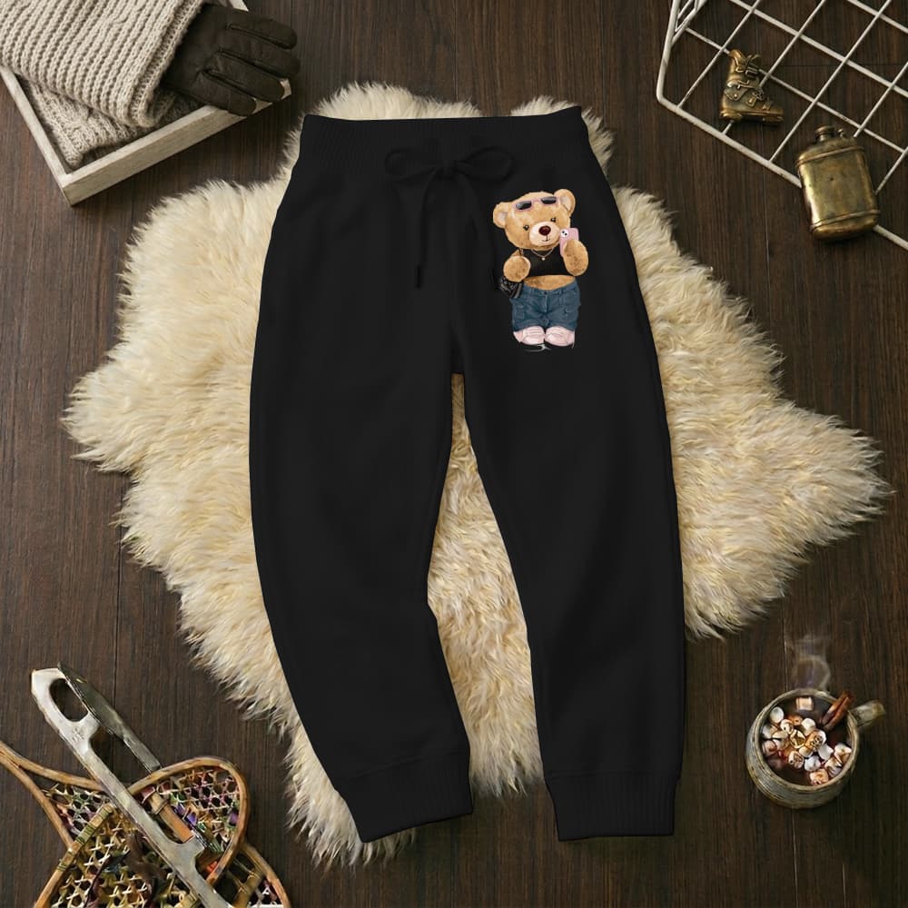 Calças Infantil Jogger Moletom Estampada Swag Girl Punho Flanelado Wide Leg Tamanho 6 16