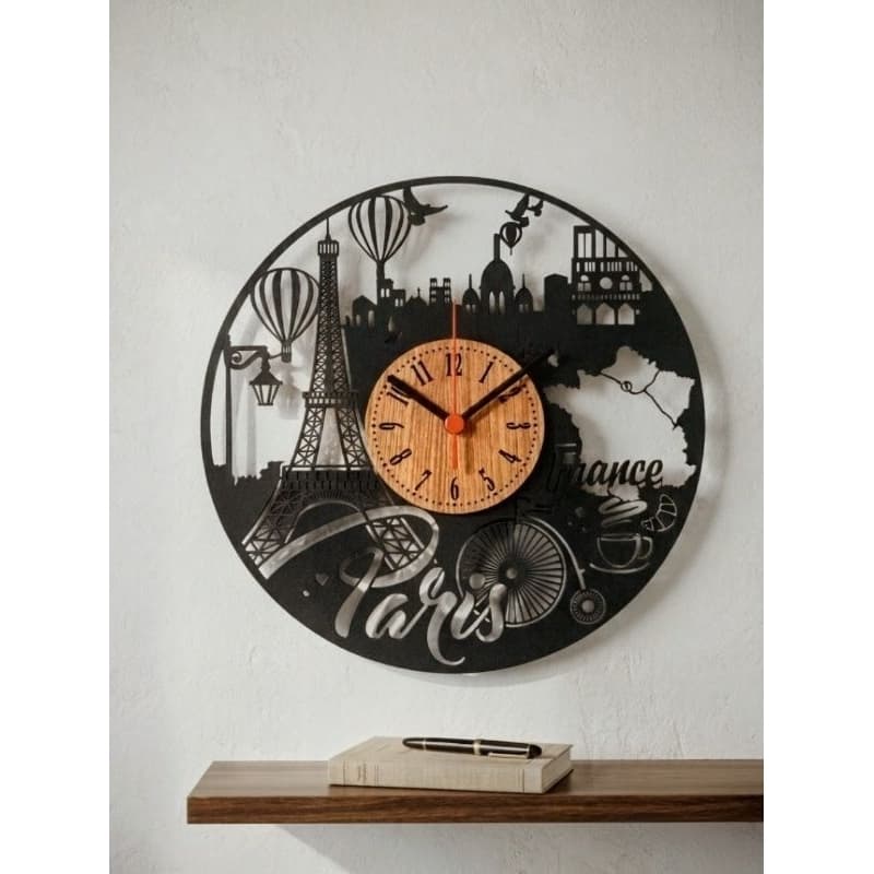 Relógio De Parede Decorativo Paris Torre Eiffel / Leão MDF Premium Corte a Laser