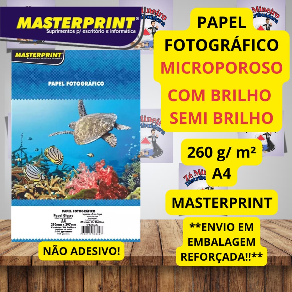 Papel Fotografico Microporoso Com Brilho ou Semi Brilho 260g A4 Masterprint