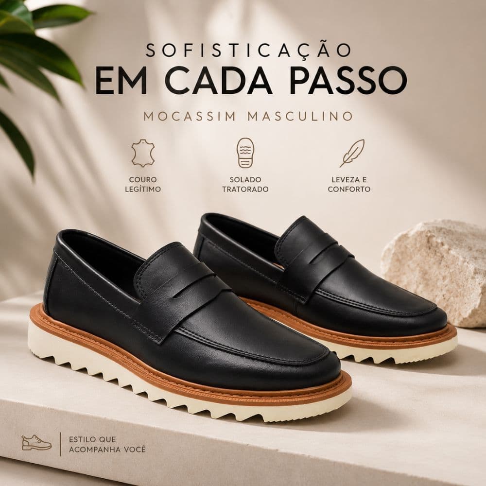 Sapato Masculino Mocassim Loafer Derby Tratorado Oxford Premium Confortável e Elegante Trabalho