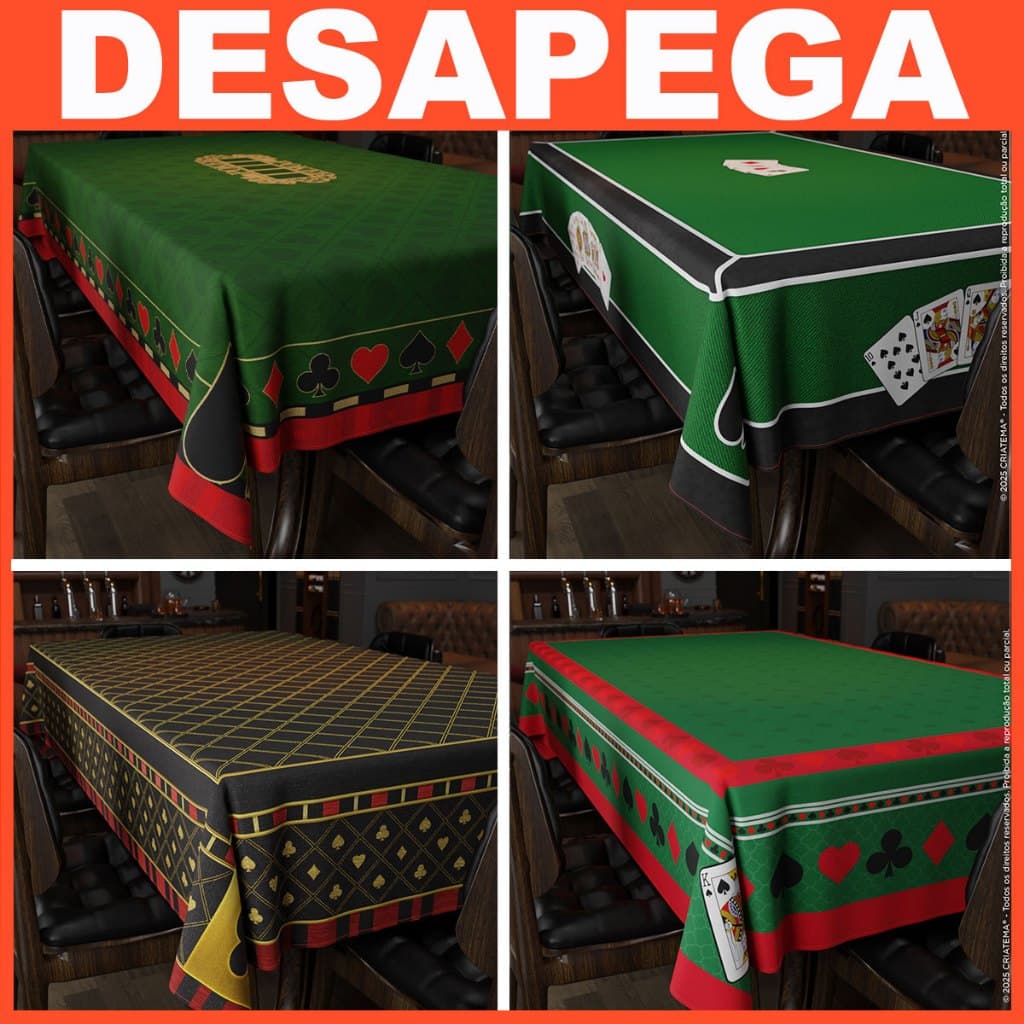 Toalha de Mesa Jogos de Baralho e Cartas Poker Vários Modelos - Desapega
