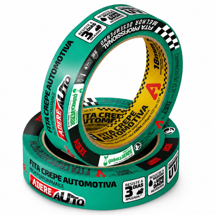 kit 6,12,18,24 Fita Crepe Pintura Automotiva Adere 18mm x 40m